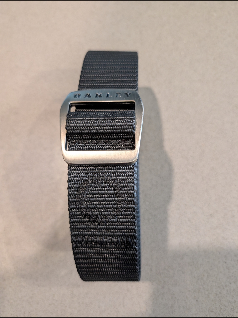 Oakley Black Webbing Belt with Brushed Silver Buckle